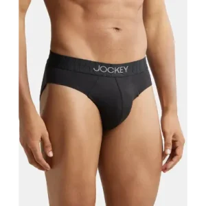 Jockey Supima Cotton Elastane Stretch Solid Brief with Ultrasoft Waistband - Black