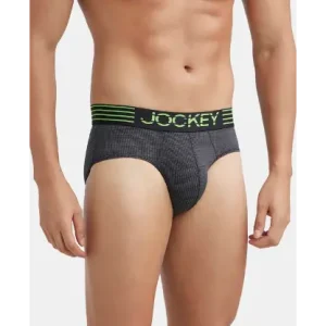 JOCKEY Microfiber Mesh Elastane Stretch Performance Brief with StayDry Technology - Black