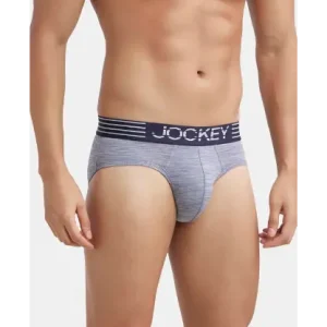 JOCKEY Microfiber Mesh Elastane Stretch Performance Brief with StayDry Technology - Mid Grey
