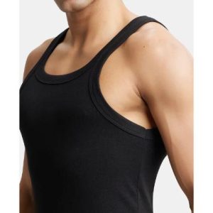 JOCKEY Super Combed Cotton Rib Square Neck Gym Vest - Black