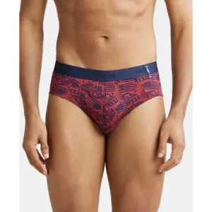 Jockey Super Combed Cotton Printed Brief with Ultrasoft Waistband - Brick Red