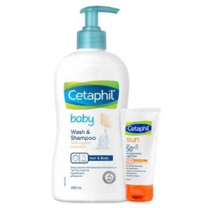 Cetaphil Baby Wash & Shampoo 400 ml and Sun SPF 50- Light Gel 50 ml for women