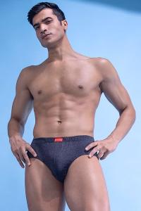 John Players Classic Cotton Brief in Grey Melange with Inner Elastic
