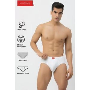 John Players Classic Cotton Brief in White with Inner Elastic