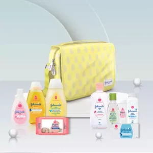 JOHNSON'S BABY Gift Pack with Daily Essential products & a Premium Hanging Pouch