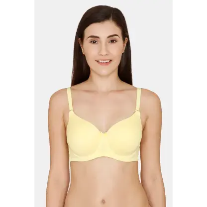 Zivame Rosaline Padded Wired 3/4th Coverage T-Shirt Bra - Popcorn