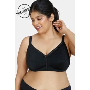 Zivame True Curv Cotton Laminated Non Wired Full Coverage Minimiser Bra - Black