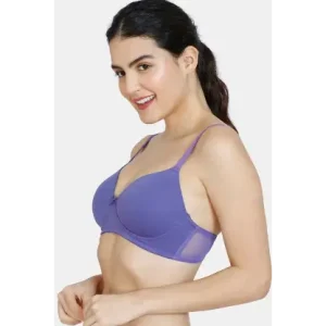 Zivame Beautiful Basics Padded Non Wired 3/4th Coverage T-Shirt Bra - Purple Corallites