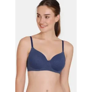Zivame Beautiful Basics Padded Non Wired 3/4th Coverage T-Shirt Bra - Medieval Blue