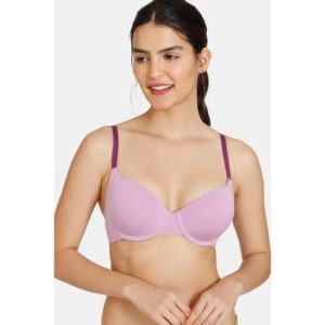 Zivame Beautiful Basics Padded Wired Medium Coverage T-Shirt Bra - Violet Tulle