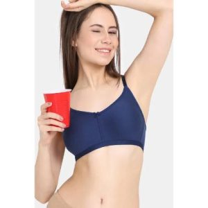 Zivame Rosaline Everyday Double Layered Non Wired 3/4th Coverage T-Shirt Bra - Navy Peony