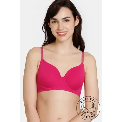 Zivame Glitter Strap Beautiful Basics Padded Wired 3/4th Coverage T-Shirt Bra - Jazzy