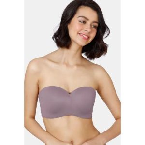 Zivame Innovation Padded Non Wired 3/4th Coverage Strapless Bra - Elderberry