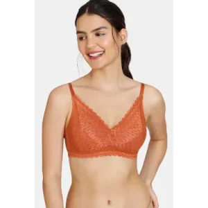 Zivame New Romance Double Layered Non Wired 3/4Th Coverage Lace Bra - Amber Glow