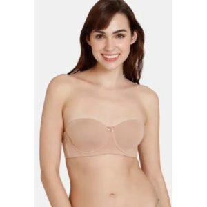 Zivame Beautiful Basics Padded Wired Medium Coverage Strapless Bra - Nude