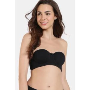 Zivame Beautiful Basics Padded Wired Medium Coverage Strapless Bra - Anthracite