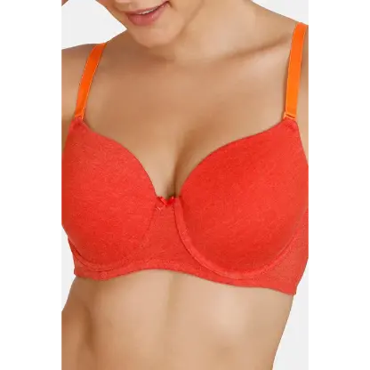 Zivame Beautiful Basics Padded Wired 3/4th Coverage T-Shirt Bra - Molten Lava - Image 3