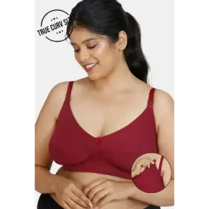 Zivame True Curv Double Layered Non Wired Full Coverage Maternity / Nursing Bra - Beet Red