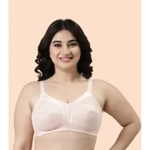 Enamor Fab-Cool A014 Super Contouring M-frame Full Support Cotton Bra for Women- Full Coverage, Non Padded and Wirefree - Pearl