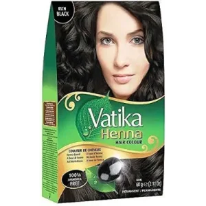 Vatika Dabur Henna Hair Colour (Rich Black, 6X10 g sachets)
