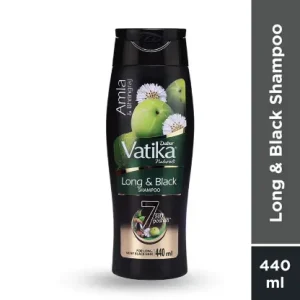 Dabur Vatika Long & Black Shampoo, with the Goodness of Amla & Bhringraj for Shiny, Black Hair - 440ml