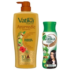 Vatika Enriched Coconut Hair Oil, 450 ml - Clinically Tested to Reduce 50% Hairfall in 4 Weeks And Vatika Ayurvedic Shampoo, 640ml : Power of Dus Poshan for 10 Hair Problems