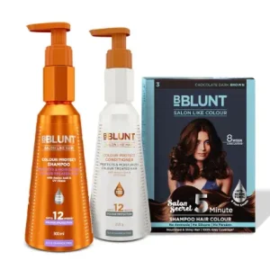 BBlunt Chocolate Dark Brown Shampoo Hair Colour & Care Kit (Colour Protect Shampoo, Colour Protect Conditioner & Chocolate Dark Brown 5 Minute Shampoo Hair Colour)