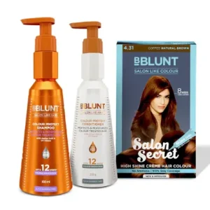 BBlunt Coffee Hair Colour & Care Kit (Colour Protect Shampoo, Colour Protect Conditioner & Coffee Natural Brown Hair Colour)