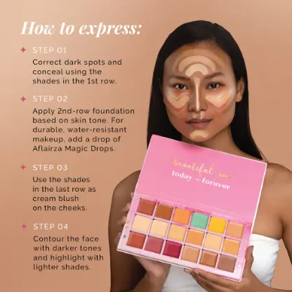 Aflairza One For All Palette - Foundation, Concealer, Blush and Contour - Image 3