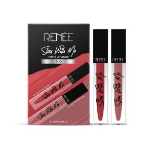 Renee Stay With Me Matte Lip Color - Duo, Desire For Brown & Hunger For Berry, 5 ml (Pack of 2)