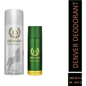 DENVER VICTOR, HAMILTON 165ML,50ML For Men Provides 24-hour odor protection Deodorant Spray - For Men  (215 ml, Pack of 2)