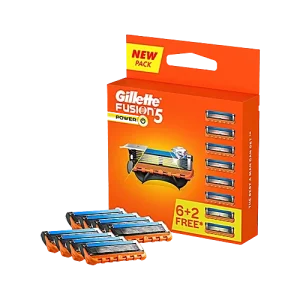 Gillette Fusion Power Blades for men Perfect Shave and Perfect Beard Shape Pack of 8 Cartridges, 8 pcs