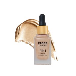 FACES CANADA 3 in 1 Liquid Highlighter – Bronze 02, 18ml | Primer | Highlighter | Strobe Serum |
