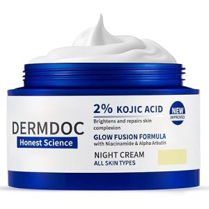 DERMDOC 2% Kojic Acid Glow Fusion Formula Night Cream with Niacinamide & Alpha Arbutin for Skin Brightening (50 gm)