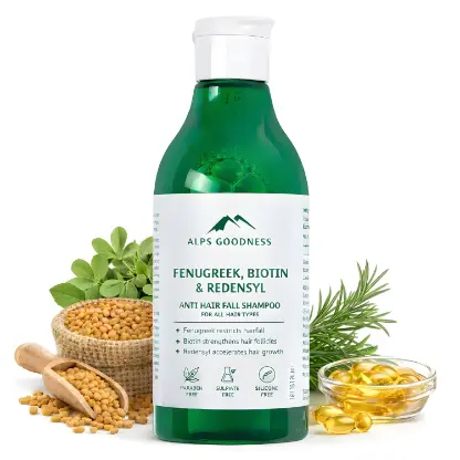 Alps Goodness Fenugreek, Biotin & Redensyl Anti Hairfall Shampoo for All Hair Types, 290 ml | Hair Strengthening Shampoo For Dry Damaged Hair | No Silicones, Sulphates & Parabens | Vegan