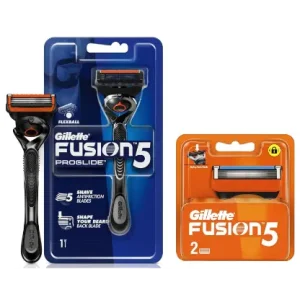 Gillette Fusion Manual Shaving Razor Blades - 2s Pack (Cartridge) & Gillette Fusion Proglide Razor for Men for Perfect Shave and Perfect Beard Shape