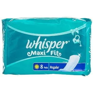 Whisper Maxi Nights Sanitary Pads for Women, Regular, 8 Napkins