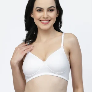 Floret Convertible Cotton T-Shirt Bra | Lightly Padded | Medium Coverage | Seamless - F20560 White