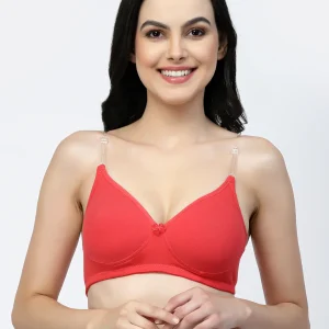Floret Convertible Cotton T-Shirt Bra | Lightly Padded | Medium Coverage | Seamless - F20560 Tomato