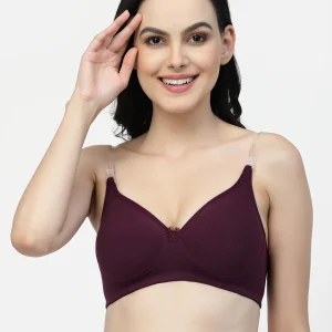 Floret Convertible Cotton T-Shirt Bra | Lightly Padded | Medium Coverage | Seamless - F20560 Wine