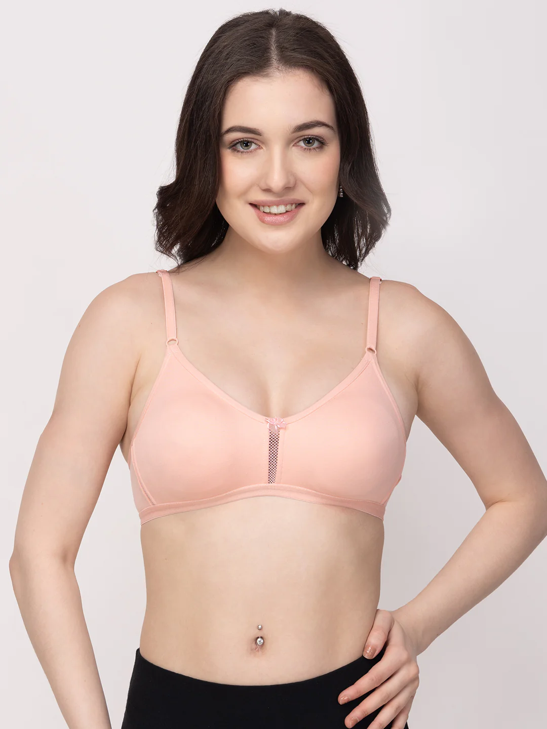 Floret Katrina Versatile Cotton-Blend T-Shirt Bra | Non-Wired | Non-Padded | Medium Coverage Peach