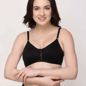 Floret Katrina Versatile Cotton-Blend T-Shirt Bra | Non-Wired | Non-Padded | Medium Coverage Black