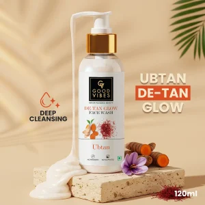 Good Vibes Ubtan De Tan Glow Face Wash | Tan Removal, Brightening Cleansing (120 ml)