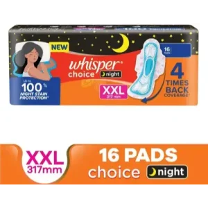 Whisper Choice Nights XXL For Women Sanitary Pad  (Pack of 16)