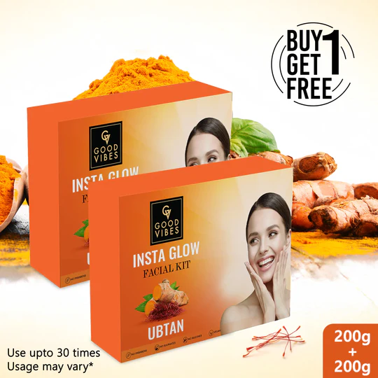 Good Vibes Ubtan Insta Glow Facial Kit - BUY 1 GET 1 (400g)