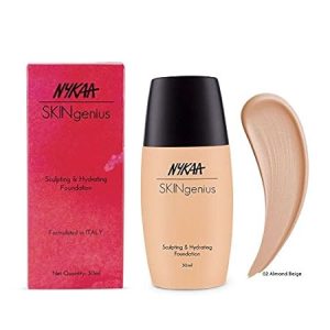 Nykaa Skingenius Sculpting & Hydrating Full Coverage For All Skin Radiant Foundation Lotion- Almond Beige 02 (30Ml)