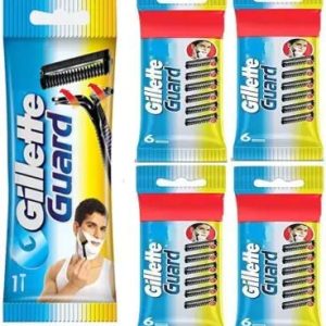 Gillette Men Guard Cartridge Single Blade With Razor (25Cartridge + 1 Razor Handle) Pack Of 26 Items