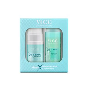 VLCC Acne X Face wash with 2% Salicylic Acid + Toner For Oil Free Skin Tone - 100ml + 125ml | 1% AHA & 2% BHA For Clear & Smooth Skin| Helps Control Excess Oil | Deep Cleansing Face Wash