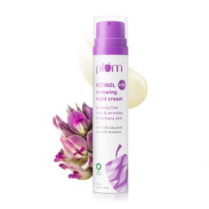 Plum 0.5% Retinol Renewing Night Cream | Prevents Fine Lines & Wrinkles | Smoothens Skin | Boosts Collagen | With Bakuchiol & Bisabolol | 100% Vegan | 50 gm