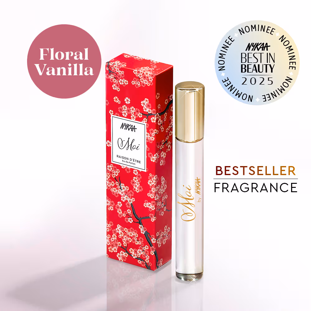 Nykaa Moi Matin Floral Fresh Travel Size Mini Perfume With White Rose & Magnolia For Women (Copy)Moi Raison D'Etre Fruity Floral Mini Perfume With Rose, Lily & Vanilla For Women